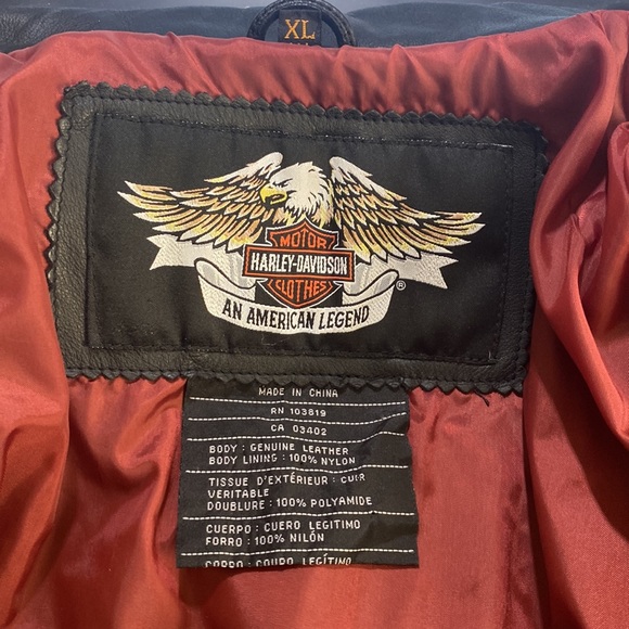 HARLEY DAVIDSON Leather Studded Biker Jacket, size XL, Black - Picture 12 of 14
